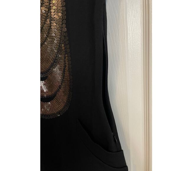 Ted Baker London Sequin Embellished Black Dress Sz 2 (US 6) Cap Sleeves Sheath - Picture 6 of 11